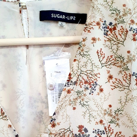 🆕️ Sugarlips Ivory Romper with Wide Sleeve Hems. Underlined. Elastic Waist NWT - Picture 5 of 11